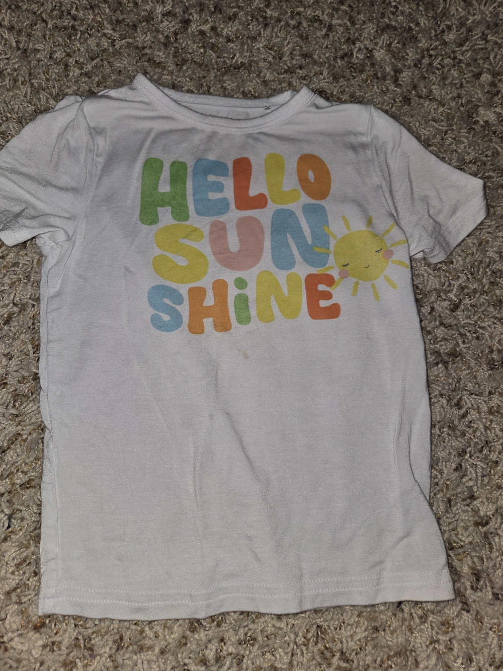 Little Sleepies White "Hello Sunshine" Tee with Rainbow Graphic